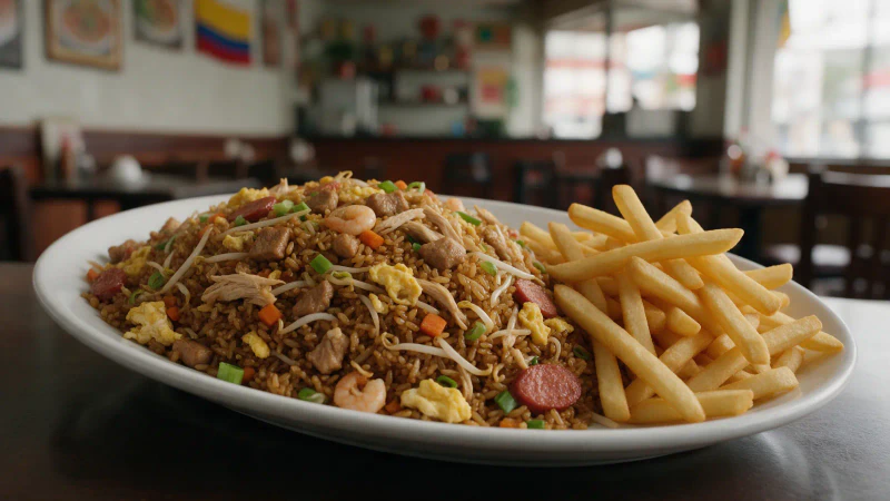 Arroz chino colombiano, receta de restaurante en sartén
