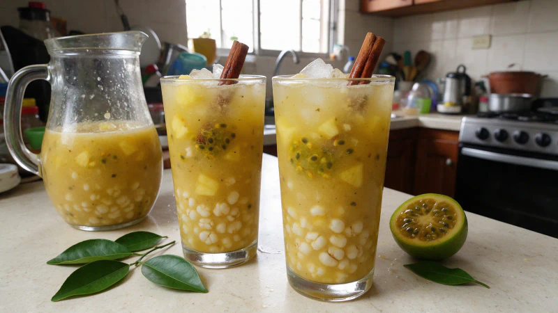 Champús vallecaucano, receta con maíz trillado, lulo y piña