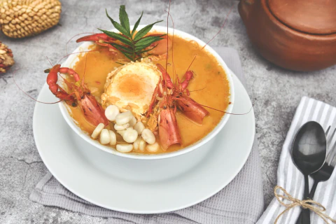 Chupe de camarones arequipeño, receta con caldo de cabezas