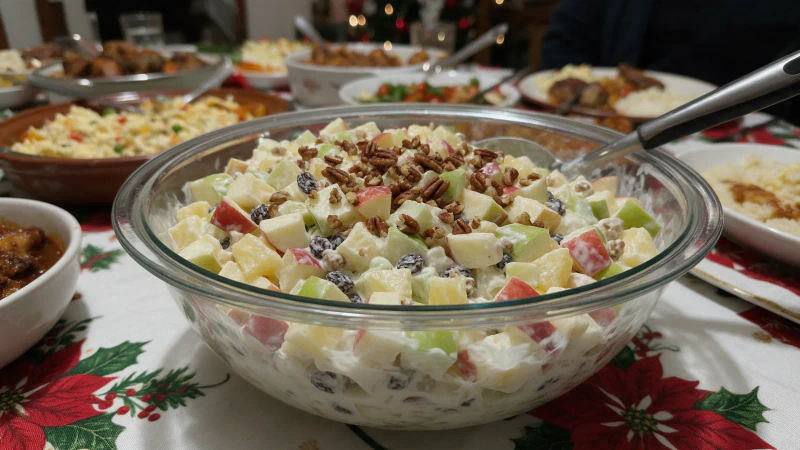 Ensalada de manzana navideña, receta cremosa que no se oxida