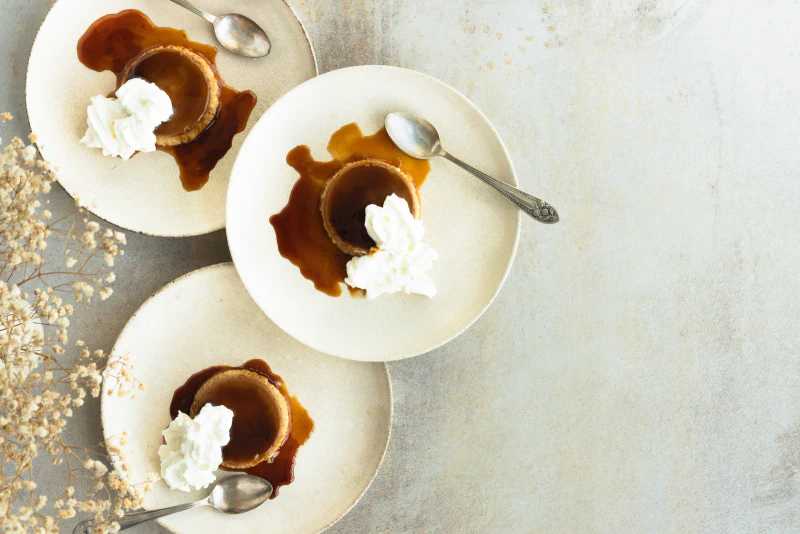 Flan napolitano con queso crema, receta al baño maría