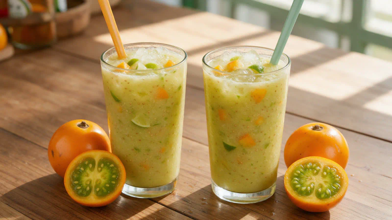 Lulada caleña, receta con lulo machacado, limón y hielo