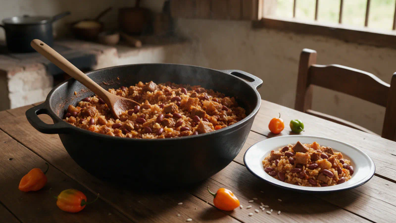 Palo a pique llanero, receta de arroz con frijoles y carne