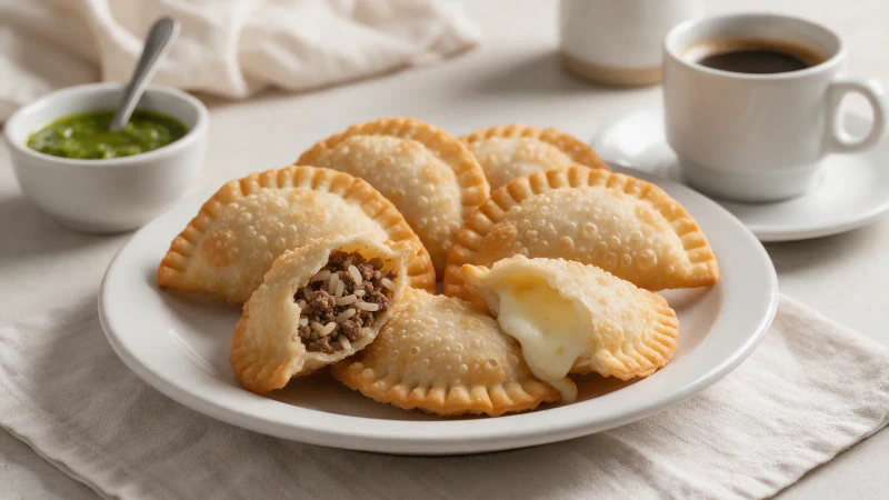 Pastelitos andinos venezolanos, masa con burbujas y rellenos