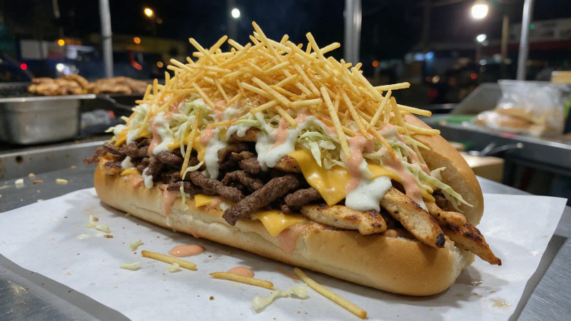 Venezuelan Pepito Sandwich, Steak and Chicken Street Sub