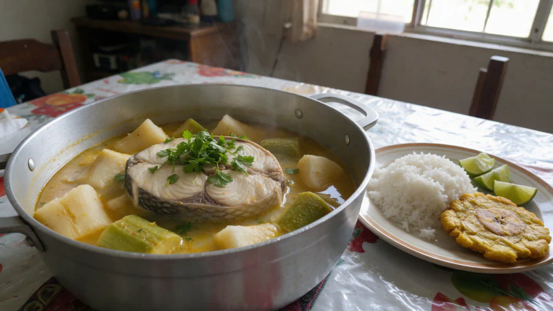 Sancocho de pescado con coco, receta costeña paso a paso