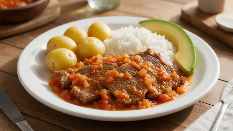 Sobrebarriga en salsa criolla o al horno, receta bogotana