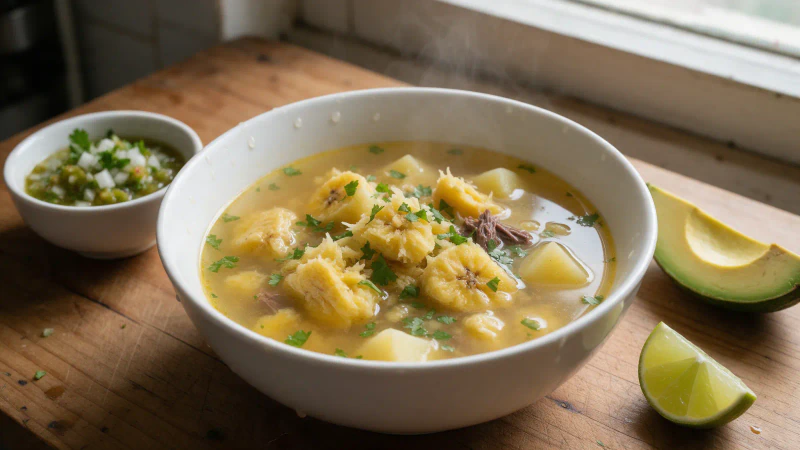 Sopa de plátano colombiana, receta con costilla para 6