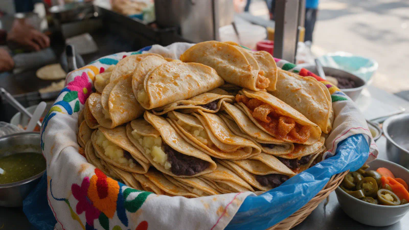 Tacos de canasta caseros, sudados una hora en hielera