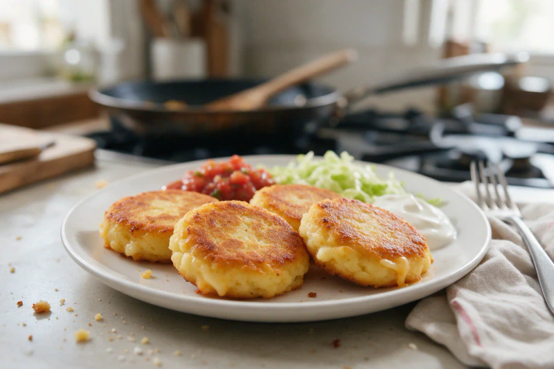 Tortitas de papa con queso, receta que no se deshace