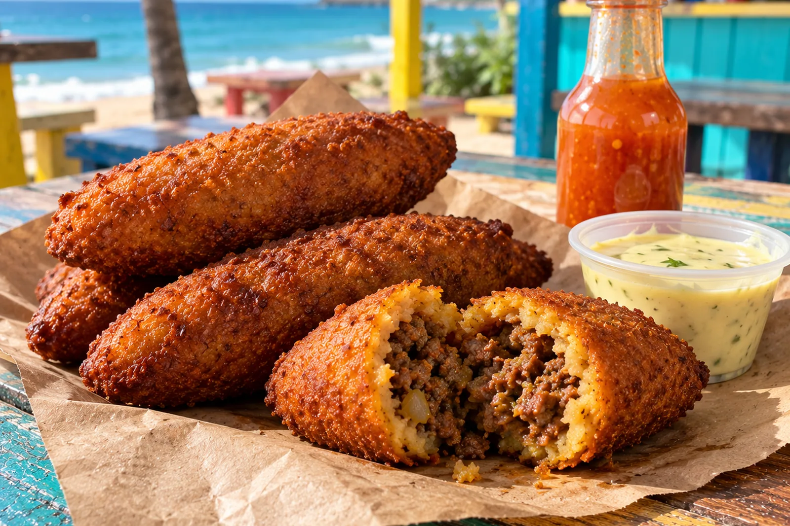 Alcapurrias de carne, receta con masa de guineo y yautía