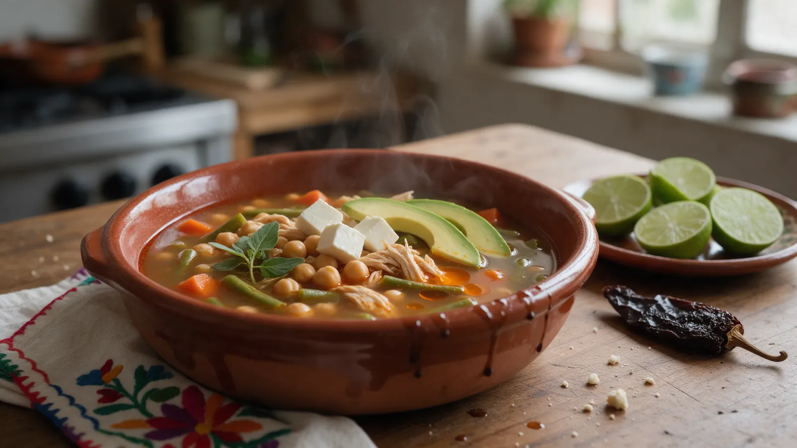 Caldo Tlalpeño, Chicken Chipotle Soup with Chickpeas