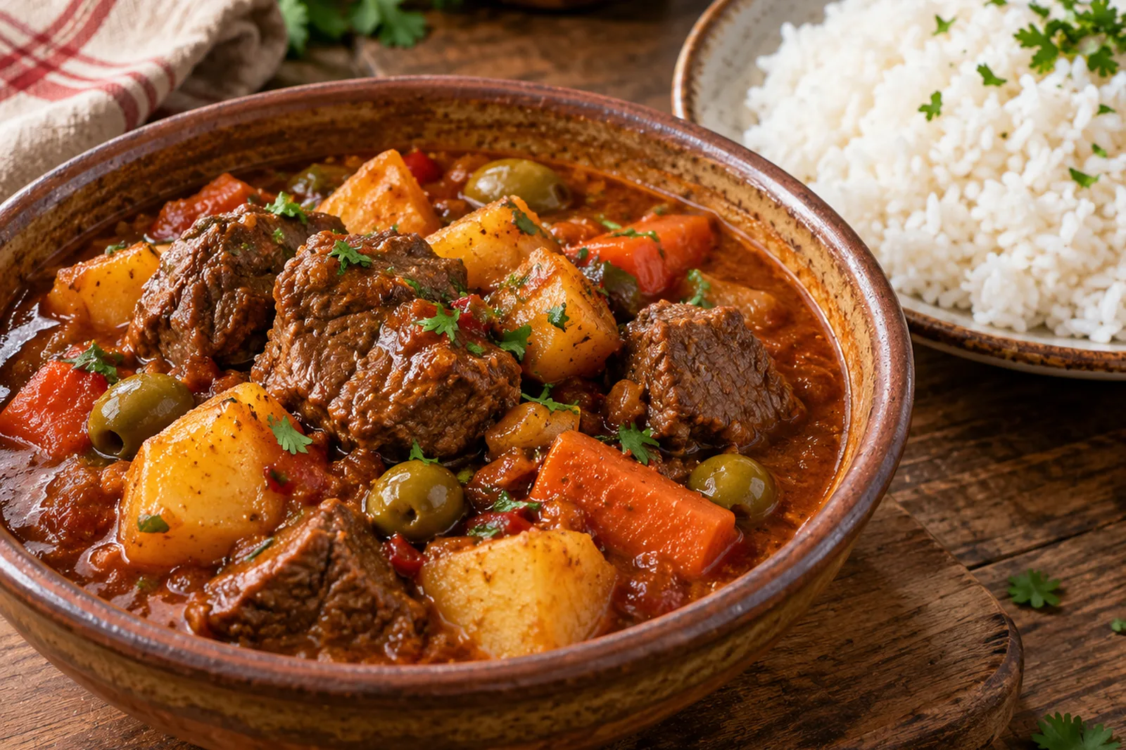 Carne guisada puertorriqueña, en olla normal o de presión