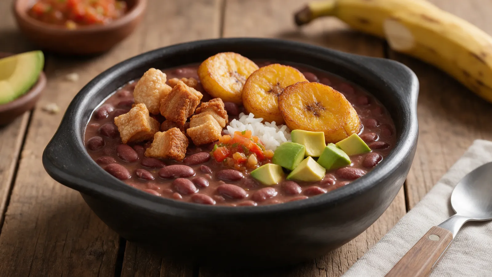 Cazuela de frijoles colombiana, receta paisa con chicharrón