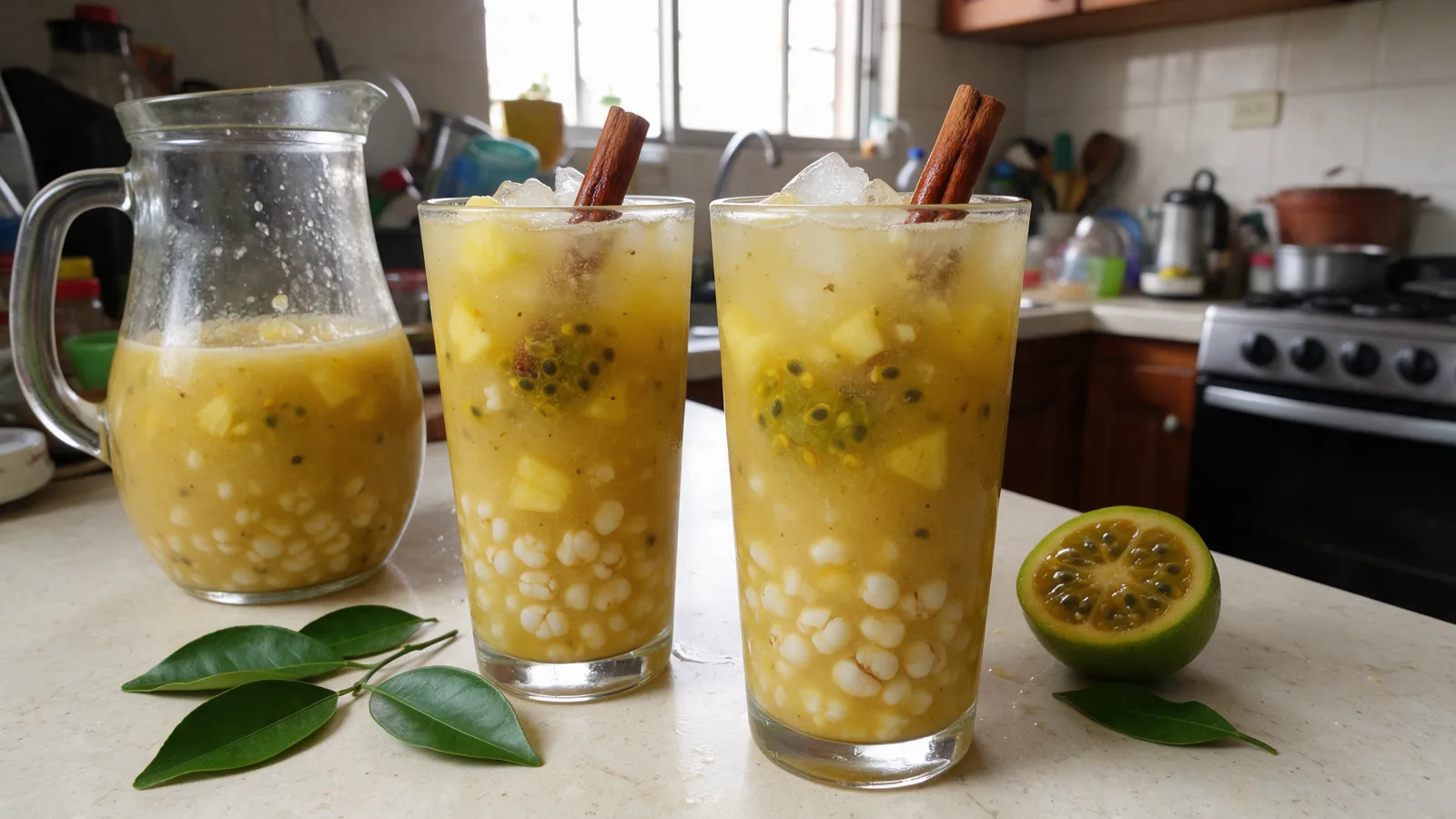 Champús vallecaucano, receta con maíz trillado, lulo y piña