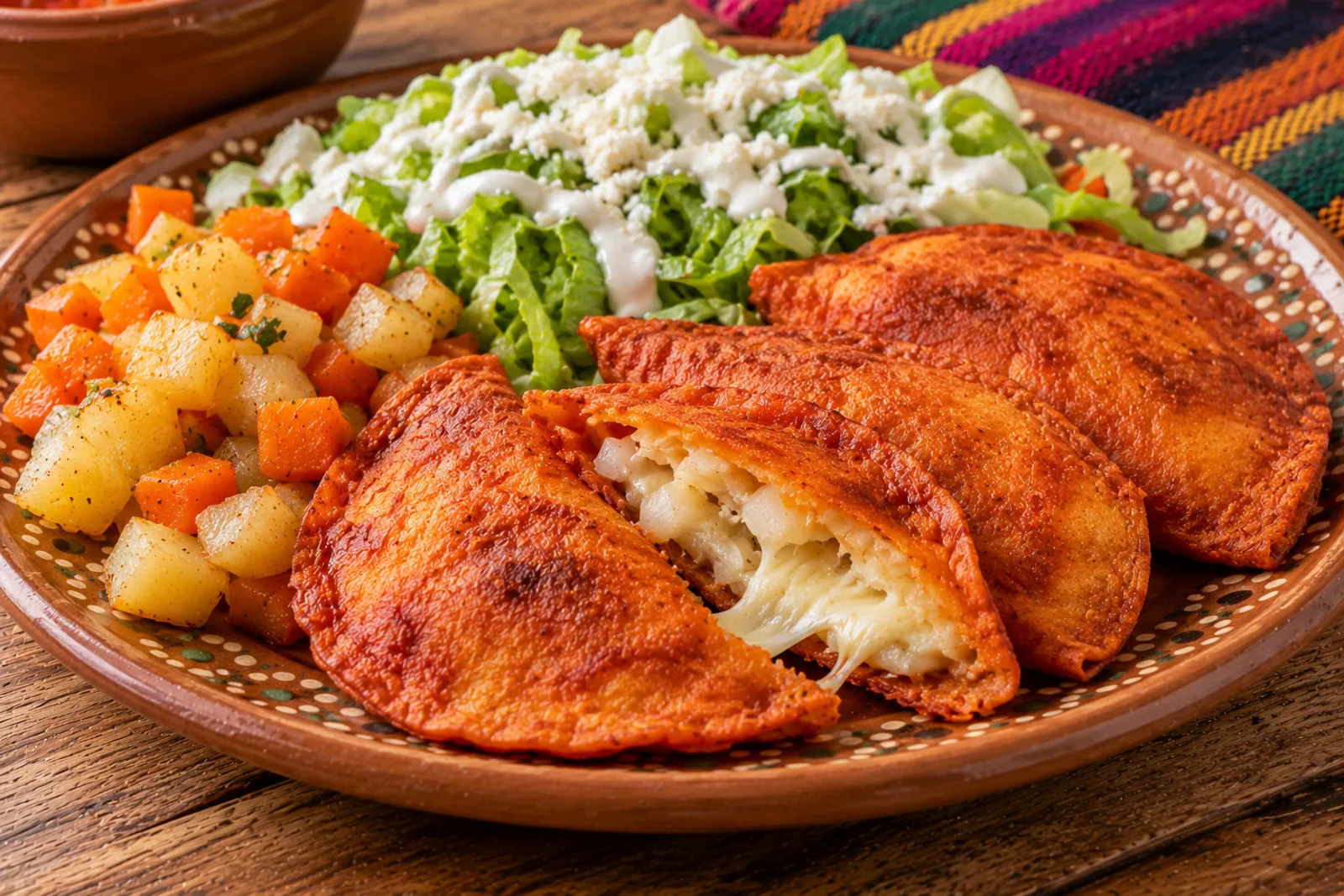 Enchiladas potosinas, masa roja rellena de queso paso a paso