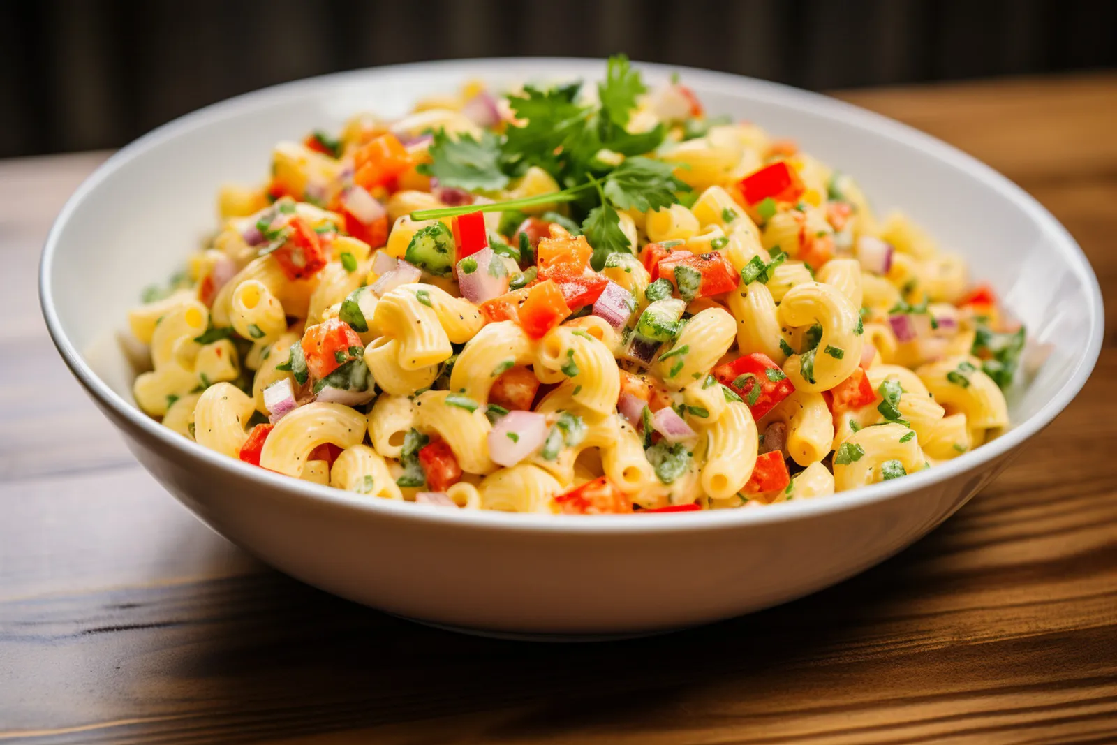 Ensalada de coditos con crema y jamón