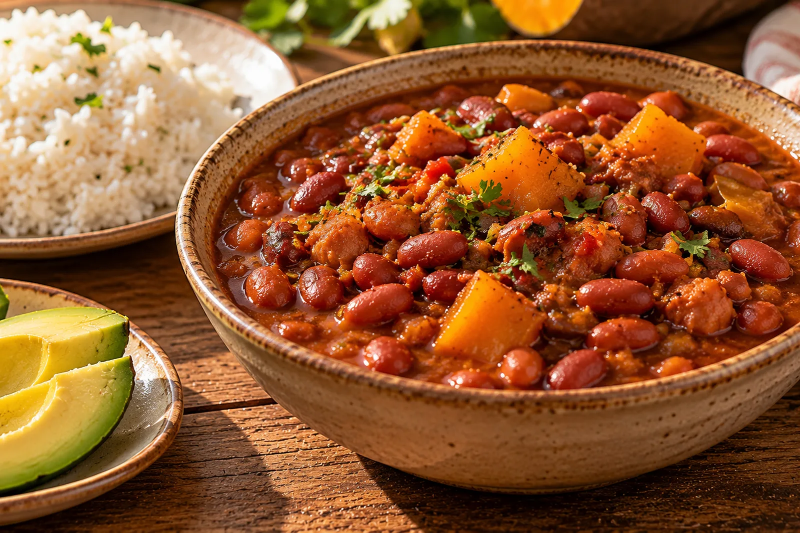 Habichuelas guisadas puertorriqueñas, con calabaza y sofrito