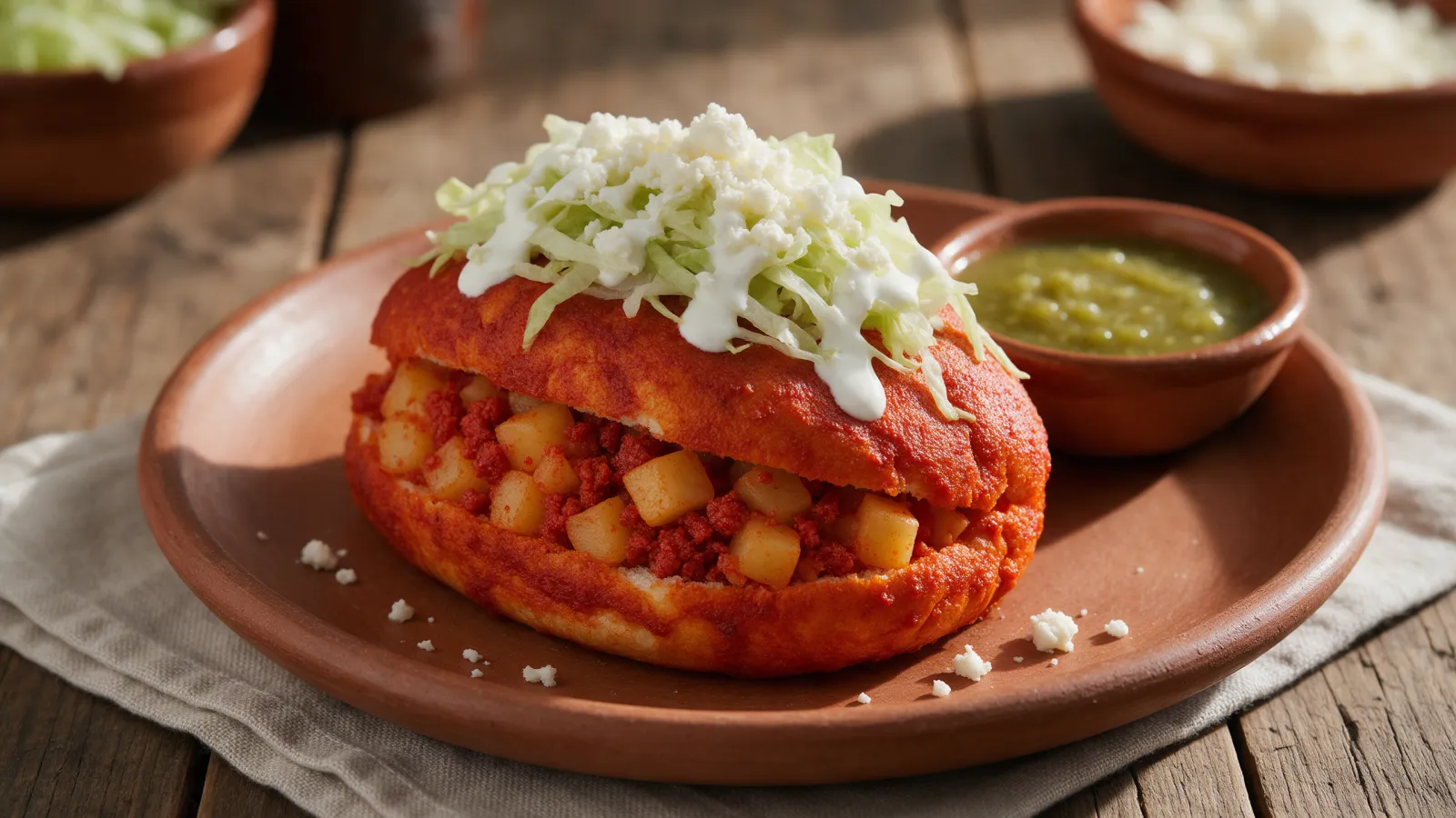 Pambazos de papa con chorizo, receta casera de la CDMX