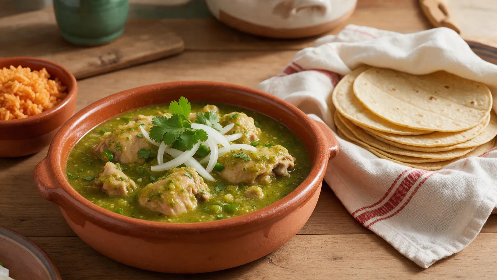 Pollo en salsa verde con papas