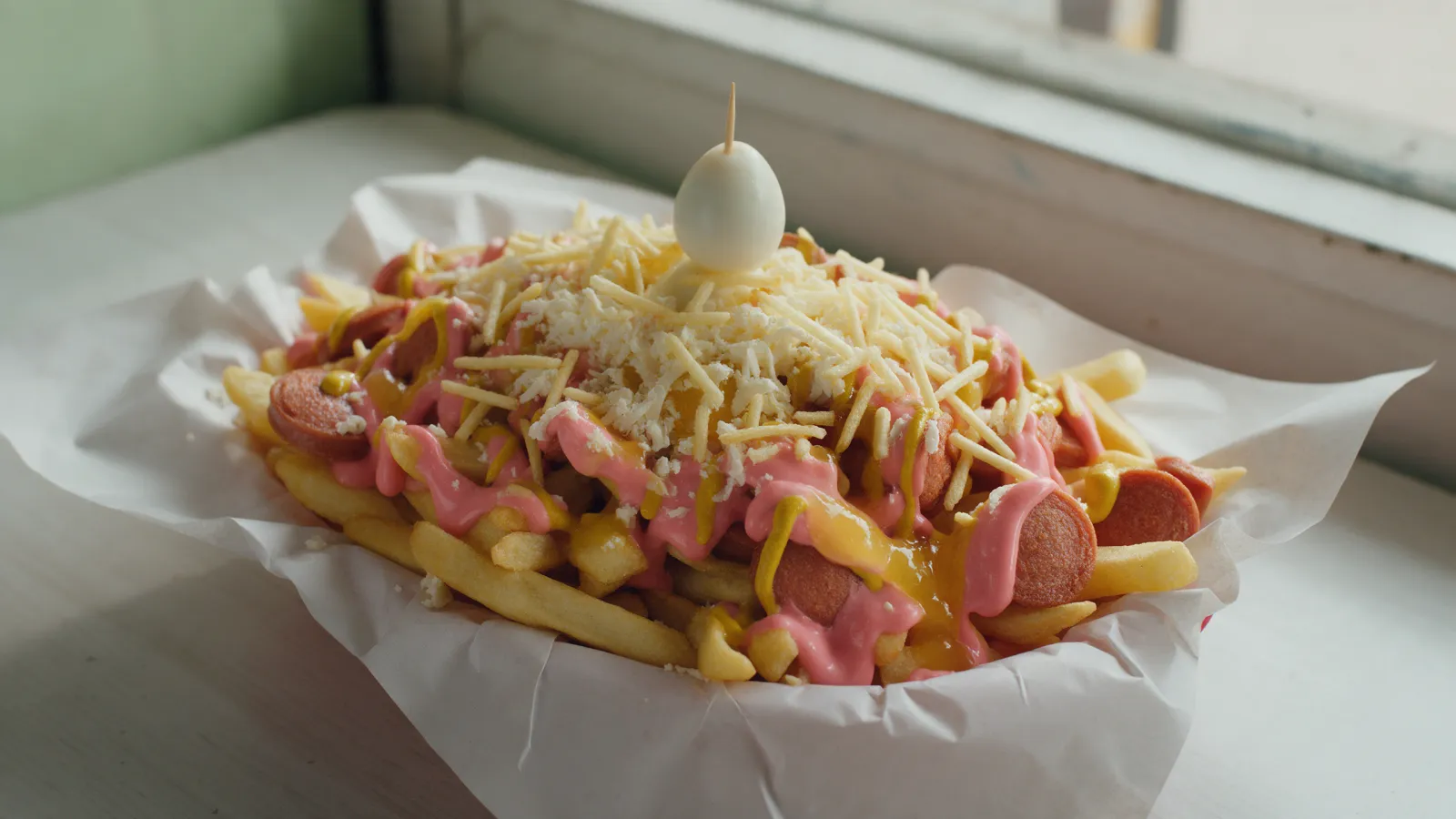 Salchipapa colombiana, receta con papas de doble fritura