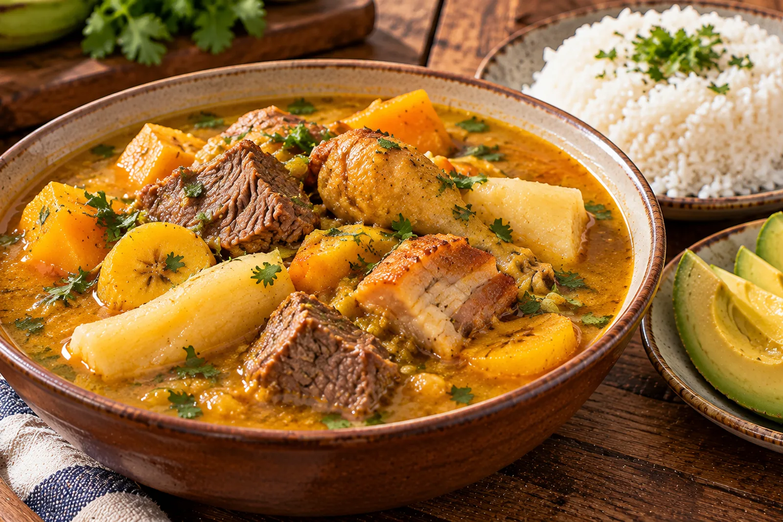 Sancocho dominicano de 7 carnes, receta y orden de la olla