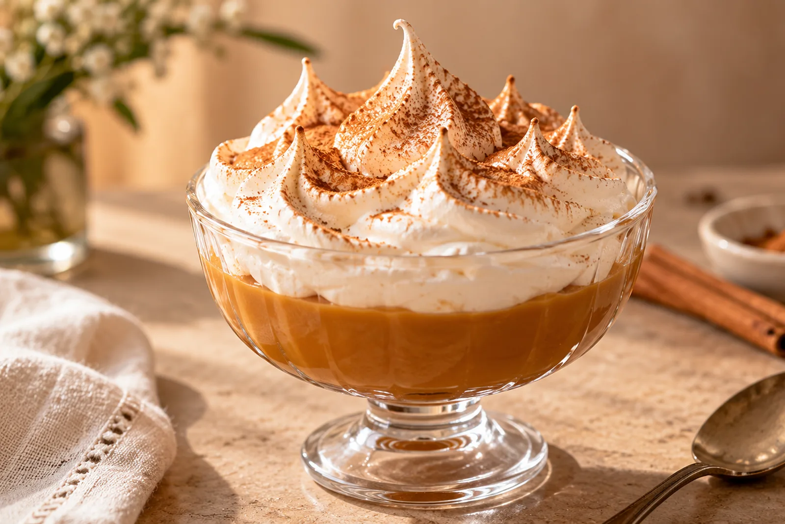 Suspiro a la limeña, receta peruana con merengue al oporto