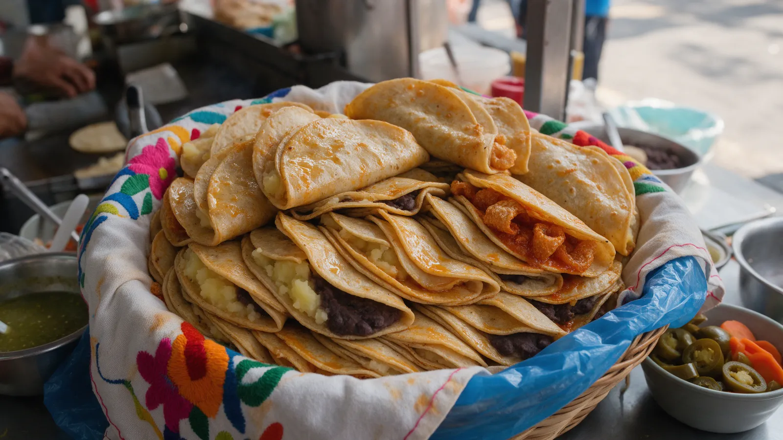 Tacos de canasta caseros, sudados una hora en hielera