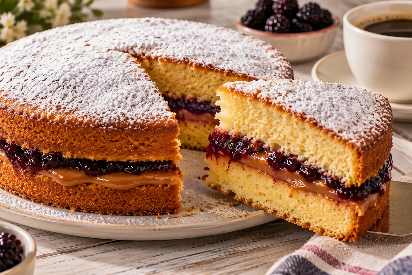 Torta María Luisa colombiana, receta con mora y arequipe